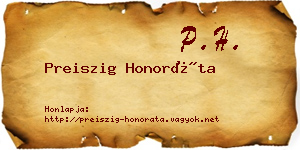 Preiszig Honoráta névjegykártya